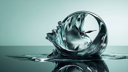 Abstract clock melting over a surface, symbolizing the fluidity of time, copy space
