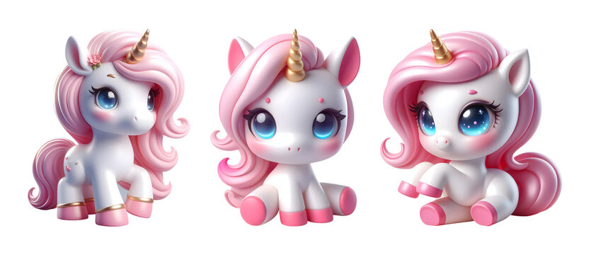 Cute unicorn funny cartoons 3D doll