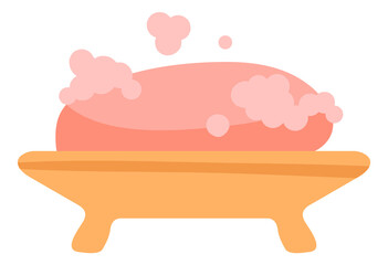 Pink soap icon. Cute washing foam. Body care