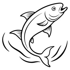 Leaping Fish in Mid-Air Vector Art