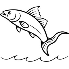 Leaping Fish in Mid-Air Vector Art
