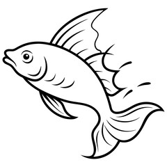 Leaping Fish in Mid-Air Vector Art