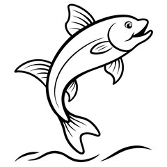 Leaping Fish in Mid-Air Vector Art