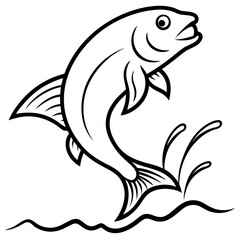 Leaping Fish in Mid-Air Vector Art