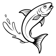Leaping Fish in Mid-Air Vector Art