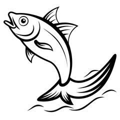 Leaping Fish in Mid-Air Vector Art