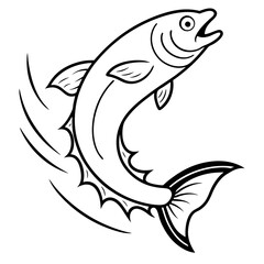 Leaping Fish in Mid-Air Vector Art