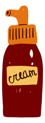 Body cream pump bottle. Cute cosmetic drawing