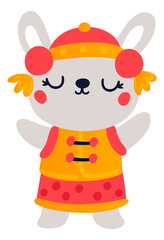 Cute chinese lucky bunny. Traditional holiday character