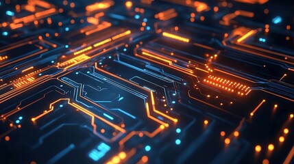 Fototapeta premium High-tech digital background with glowing circuits and futuristic design