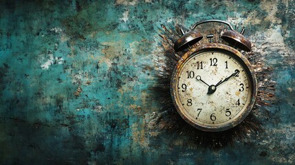 Abstract clock melting over a surface, symbolizing the fluidity of time, copy space