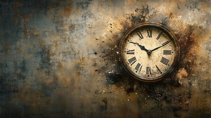 Abstract clock melting over a surface, symbolizing the fluidity of time, copy space