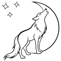 Coyote Howl Sharp Silhouette Vector Art