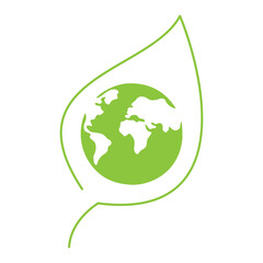 Globe inside plant leaf. Ecology logo design. Environment symbol