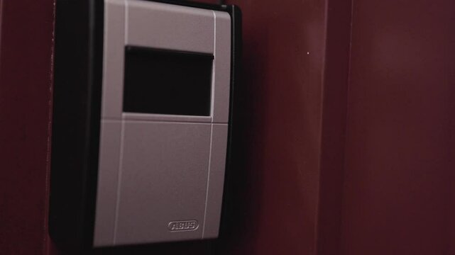 Self check in keybox for rent apartment or home. House sefety concept.
