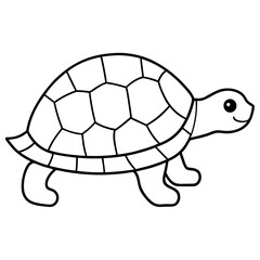 Slow-Moving Minimalist Box Turtle with Patterned Shell Vector
