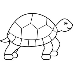 Slow-Moving Minimalist Box Turtle with Patterned Shell Vector