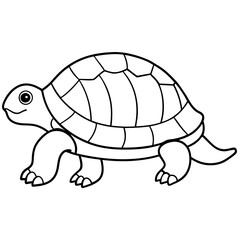 Slow-Moving Minimalist Box Turtle with Patterned Shell Vector