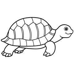 Slow-Moving Minimalist Box Turtle with Patterned Shell Vector
