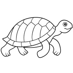 Slow-Moving Minimalist Box Turtle with Patterned Shell Vector