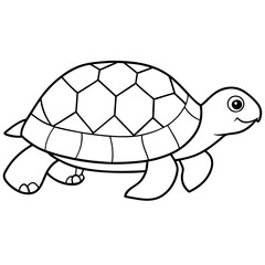 Slow-Moving Minimalist Box Turtle with Patterned Shell Vector