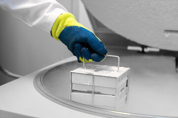 Container with liquid nitrogen, injecting quality into biobanks, molecular genetic, dna banks, cord...