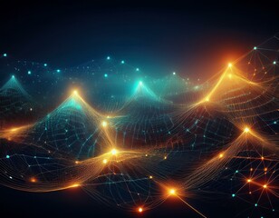 Obraz premium Abstract network of glowing nodes and lines.