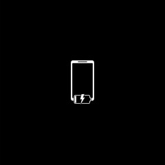 Smartphone charging battery icon isolated on dark background