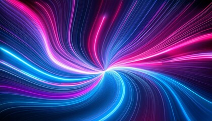 Obraz premium Abstract swirling neon lights in blue, pink, and purple. Vibrant colors and dynamic movement. Perfect for backgrounds and design projects.