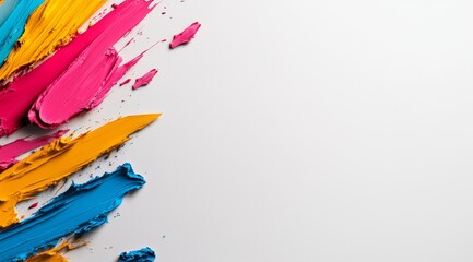 Fototapeta premium Bright Paint Strokes on White Canvas Background