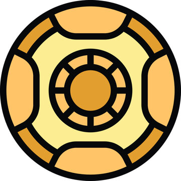 recommend clip art: Yellow round drone flying in the air showing camera lens from below