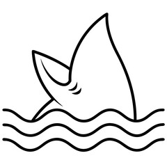 Iconic Shark Fin Cutting Through Waves - Vector Art