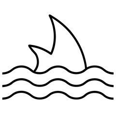 Obraz premium Iconic Shark Fin Cutting Through Waves - Vector Art