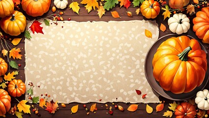 autumn leaves and pumpkins, pumpkins and autumn leaves, Thanksgiving layout, Thanksgiving copy space, fall, high definition Thanksgiving images,