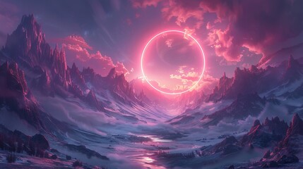Retro Synthwave Background with Grid Mountains and Moon Perfect for 80s Inspired Designs