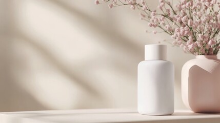 Elegant skincare product placed on soft fabric background in a well-lit setting