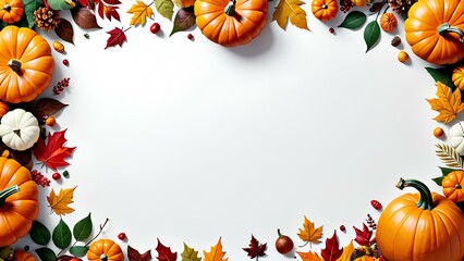 Fototapeta premium autumn leaves and pumpkins, pumpkins and autumn leaves, Thanksgiving layout, Thanksgiving copy space, fall, high definition Thanksgiving images,