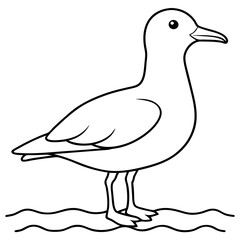 Minimalist Vector Seagull on the Shore