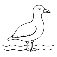 Minimalist Vector Seagull on the Shore
