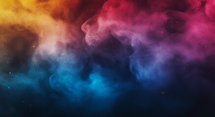 Fototapeta premium Colorful swirling smoke against a dark backdrop creates an abstract artistic display