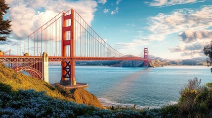 Fototapeta premium Beautiful wide shot of the Golden Gate Bridge in San Francisco 