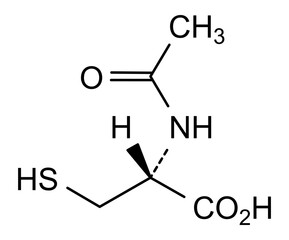 Chemical structure of acetylcysteine, drug substance