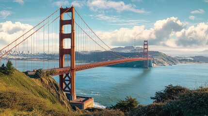 Fototapeta premium Beautiful wide shot of the Golden Gate Bridge in San Francisco 