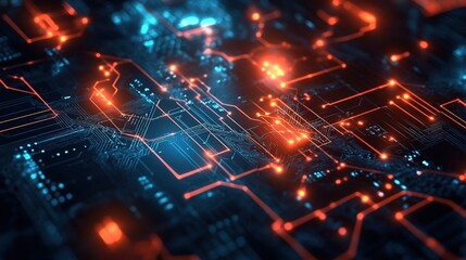 Obraz premium Futuristic tech background with glowing circuits and modern digital design