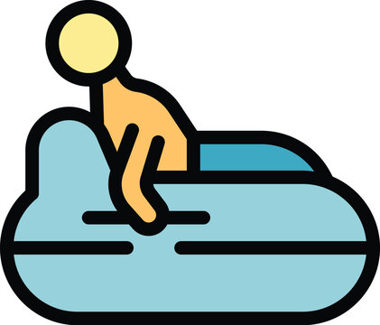 recommend clip art: Man is sitting in an inflatable rubber boat, enjoying a leisurely day on the water