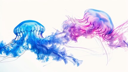 Vibrant Luminous Neon Jellyfish Swimming Gracefully