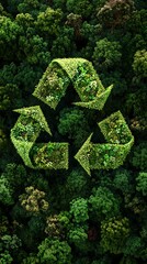 Green Recycling Symbol Made of Plants, Sustainability Concept