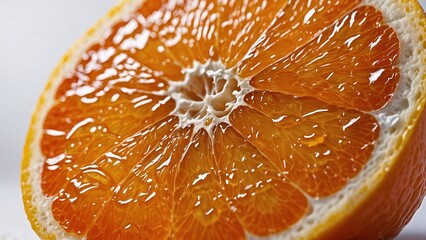 Close-up of a juicy orange slice in a refreshing mood showcasing vitamin C