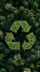 Green Recycle Symbol Made of Greenery. Concept of sustainability, environmentalism, and eco friendly practices