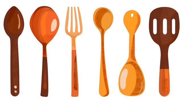 Simple vector utensils for Thanksgiving festival, PNG file, isolated on white, transparent background.